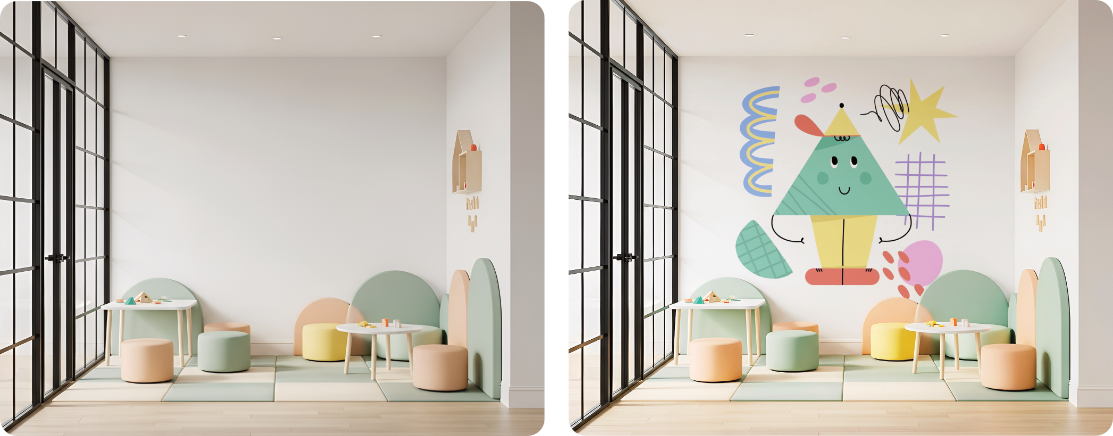 Activity Room Educational Wall Mural | Plaster Illustration Design